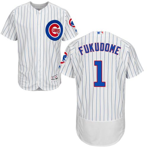 Cubs #1 Kosuke Fukudome White(Blue Strip) Flexbase Authentic Collection Stitched MLB Jersey